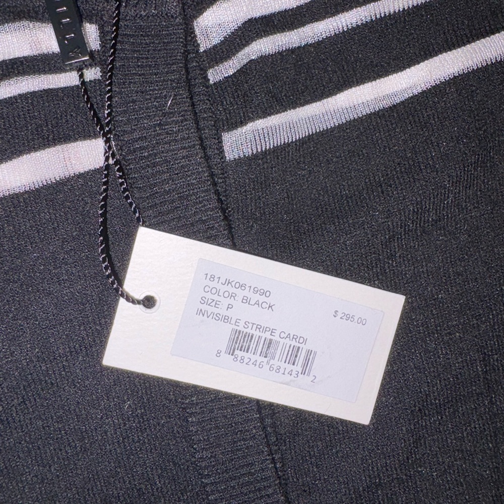 NWT! Milly invisible stripe black cardigan petite - Picture 3 of 4